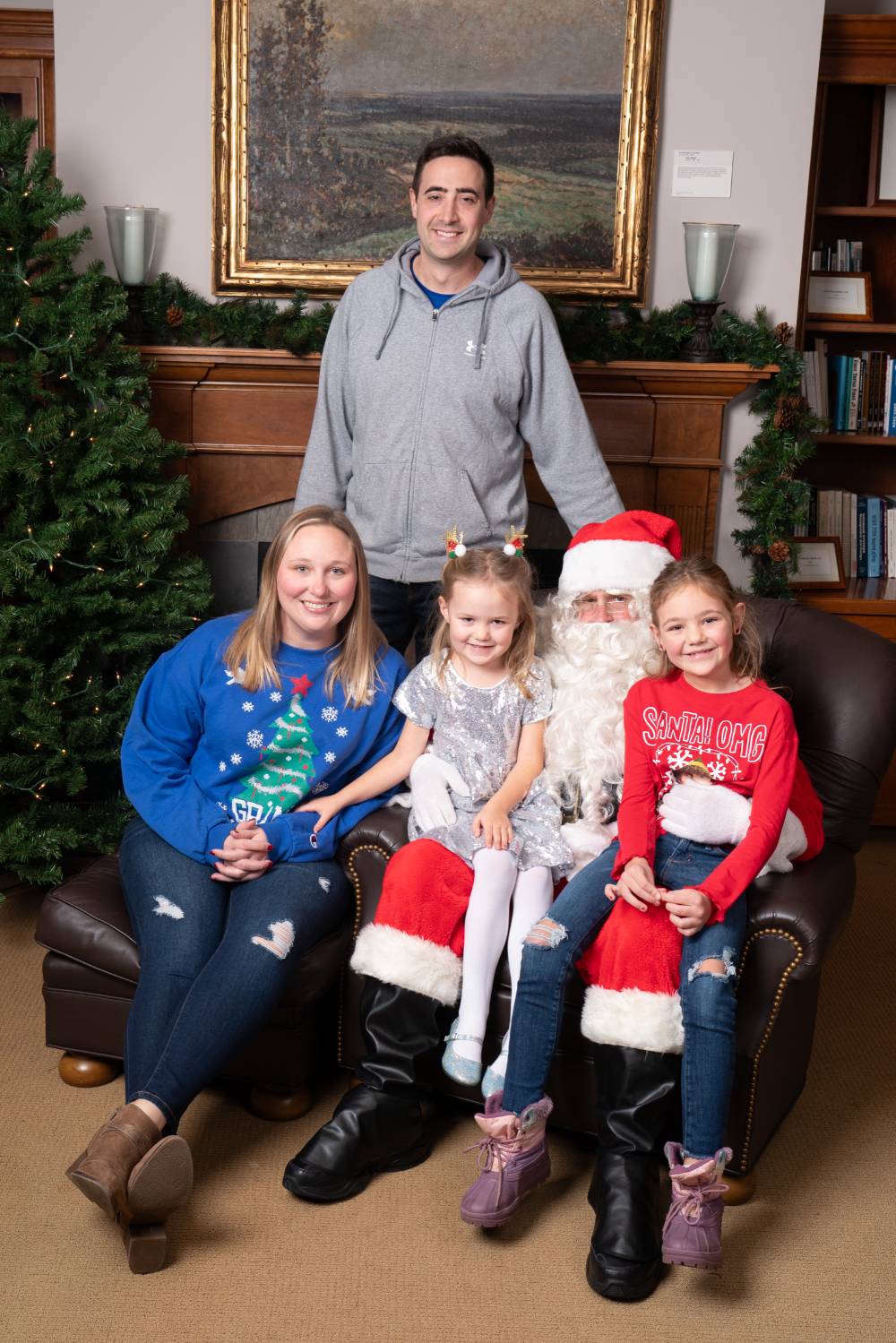 Family of four at the event with Santa.